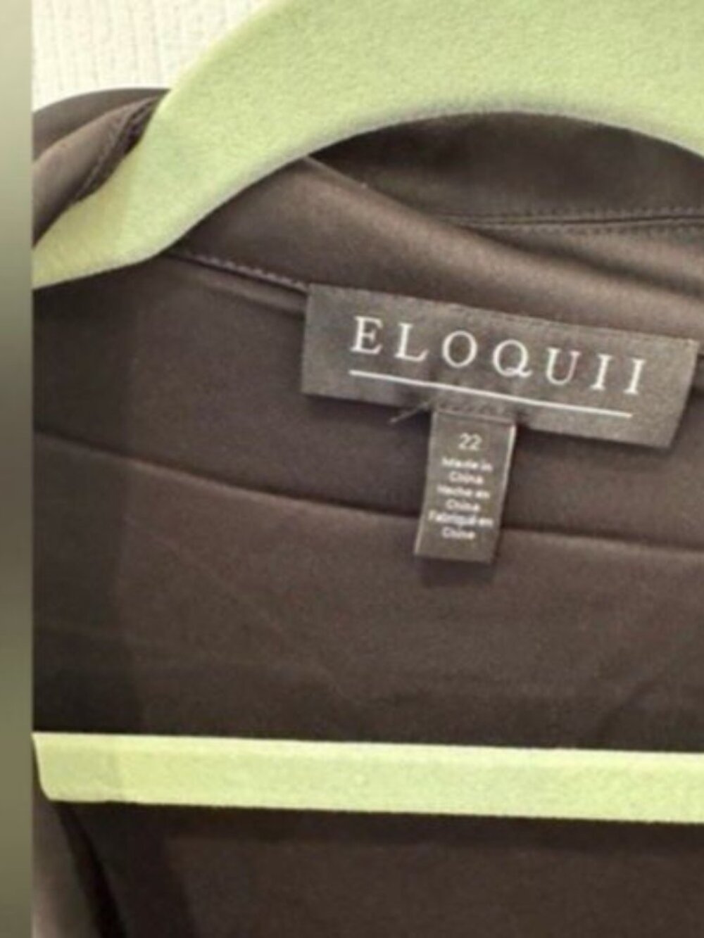 Eloquii Black Satin Long Sleeve Shirt Wrap Dress Plus Sz 22 Lapel Collared Mini - Picture 5 of 12